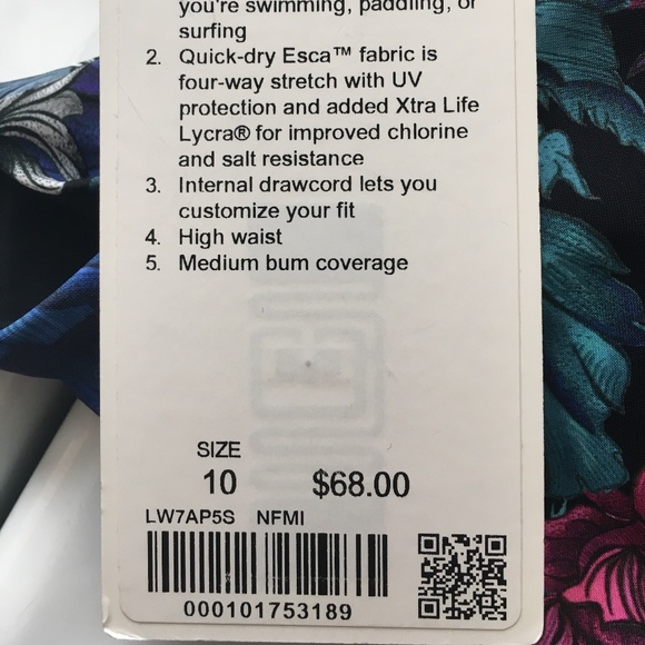 NWT $68 Lululemon Deep Sea High Waist Bikini Bottom Nocturnal Floral - Picture 6 of 8